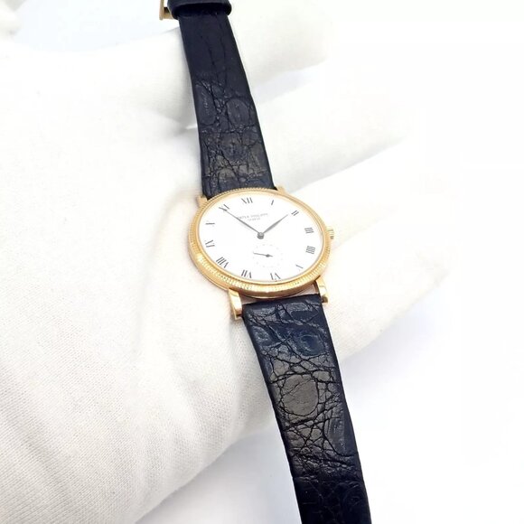 Patek Philippe 18k Yellow Gold Calatrava Manual Wind Roman Dial Watch - Picture 8 of 14